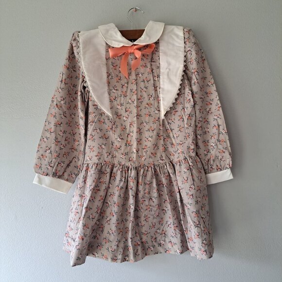 Vintage Coming‎ Thing Girls 80s Floral Long Sleeve Classic Knee Dress Size 6X - Picture 4 of 13
